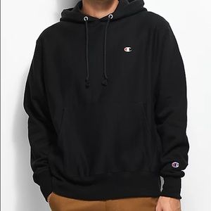 Champion Reverse Weave Small Logo Black Hoodie